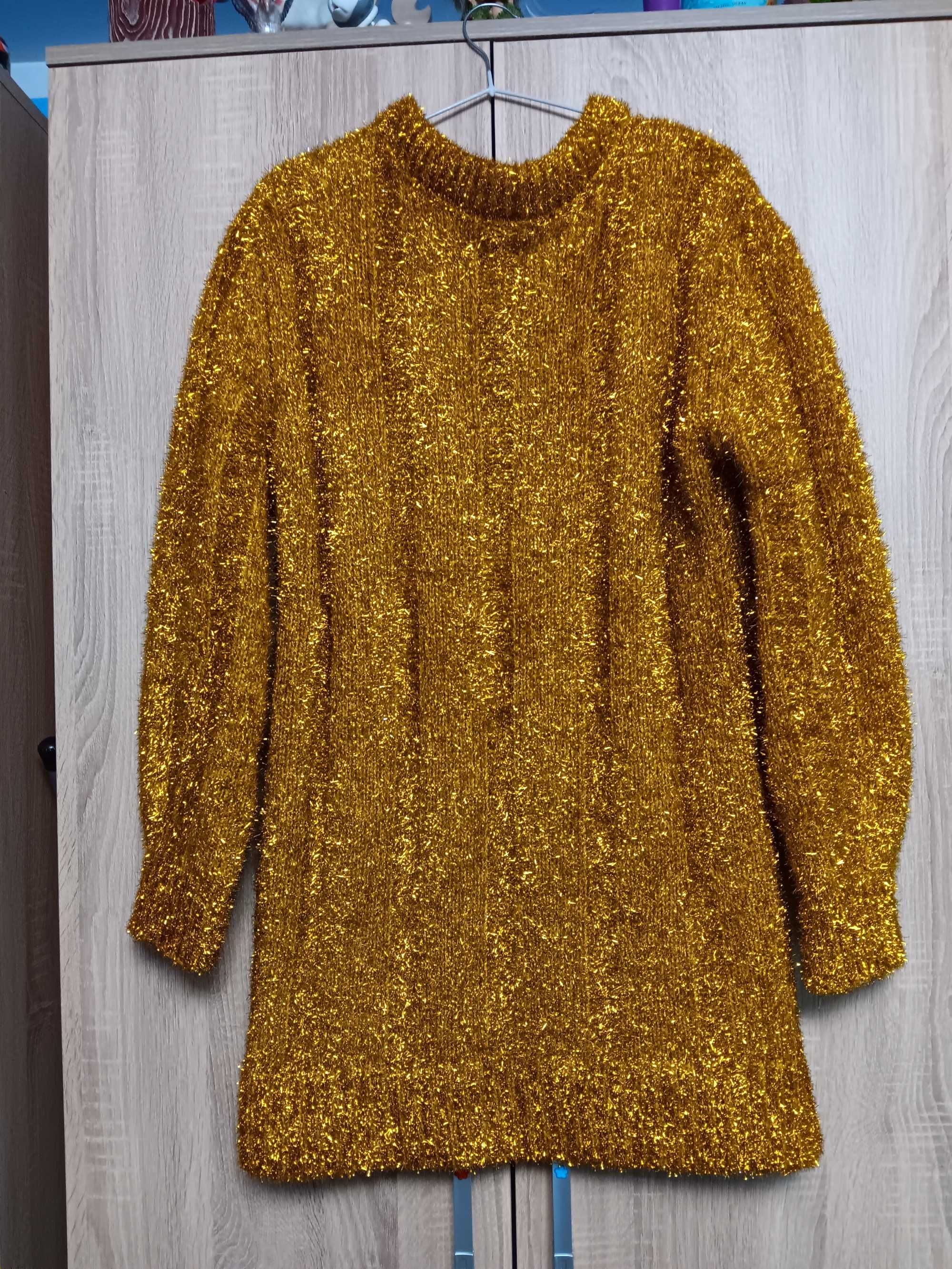 Rochie-bluza groasa galben-aurie cu sclipici H&M