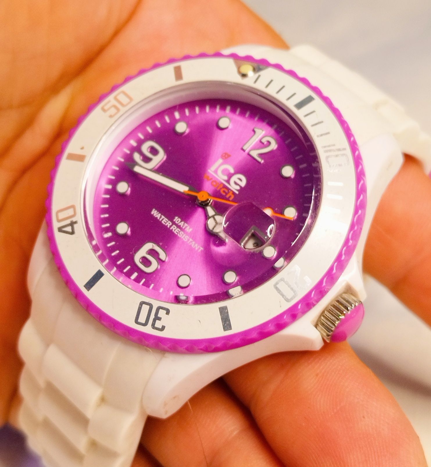 Ceas de damă Ice Original alb/purpuriu, SI.WV.S.S.1, cu quartz si dată