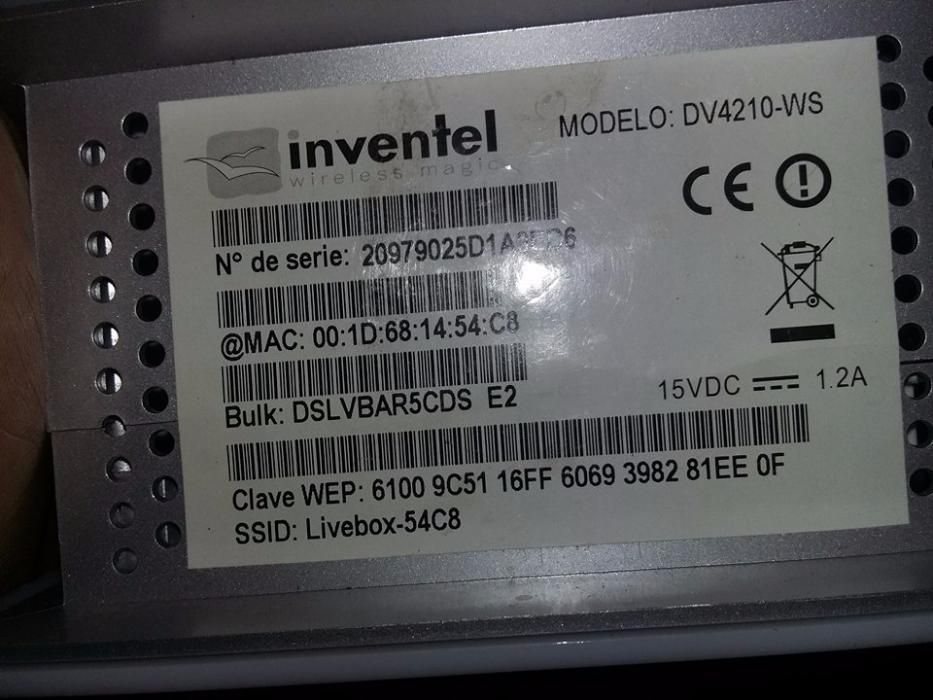Inventel Modelo Dv4210-ws , Orange,modem,router,TRANSPORT GRATUIT