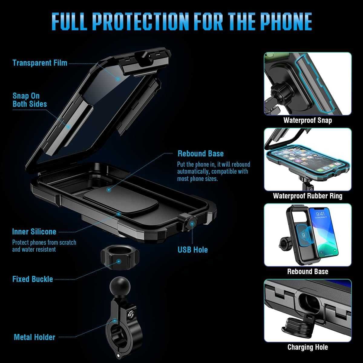 Faneam Bike Водоустойчив регулируем държач за смартфон за мотоциклети