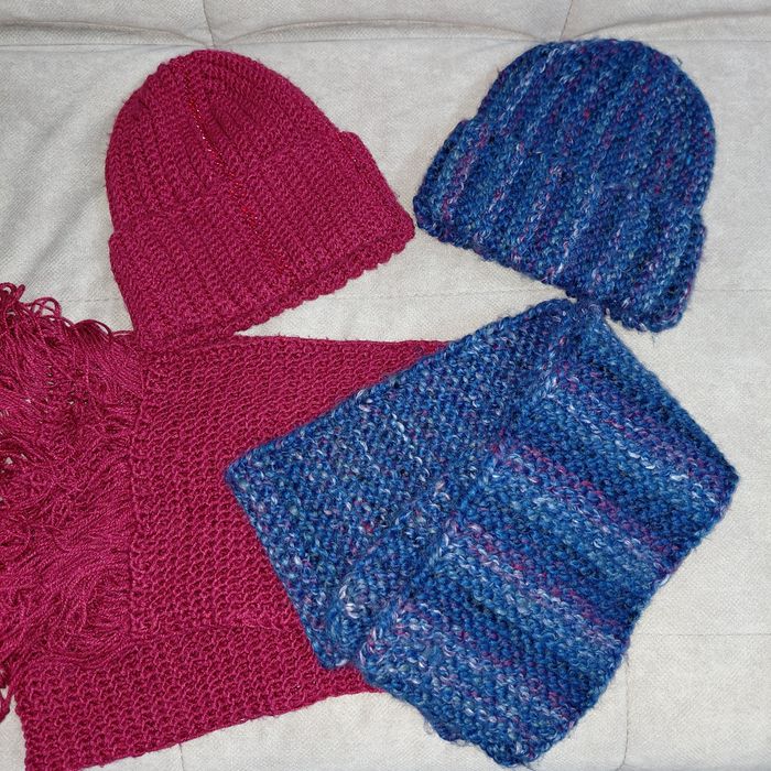 Вязаные шапка шарф