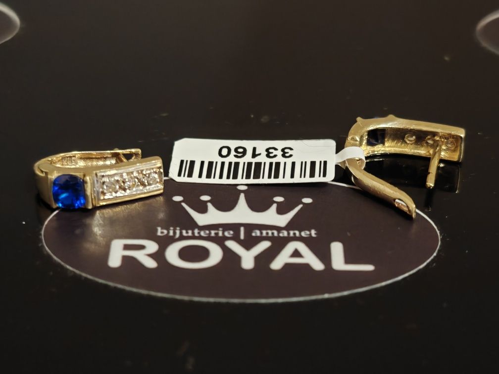 Bijuteria Royal:Cercei aur 14k / 3.79gr Pietre Zirconiu și Tanzanit