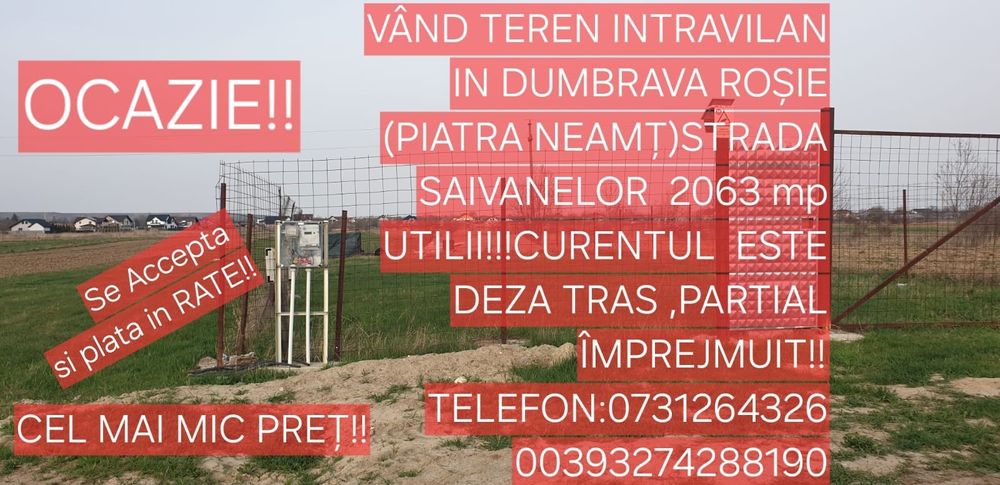 Vand Terenuri in RATE doar cu Buletinul!!!