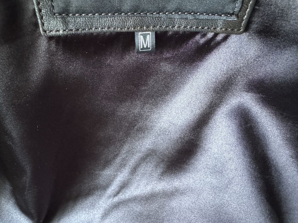 Geaca din piele naturală, aspect vintage, oversized, maneci detasabile