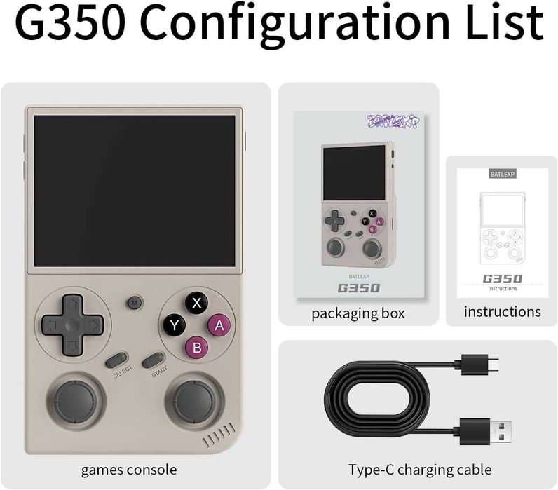 Consolă de jocuri portabilă retro BatleXP G350,gri,sigilat