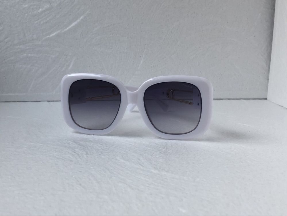 Versace Дамски слънчеви очила правоъгълни квадратни черни бели розови