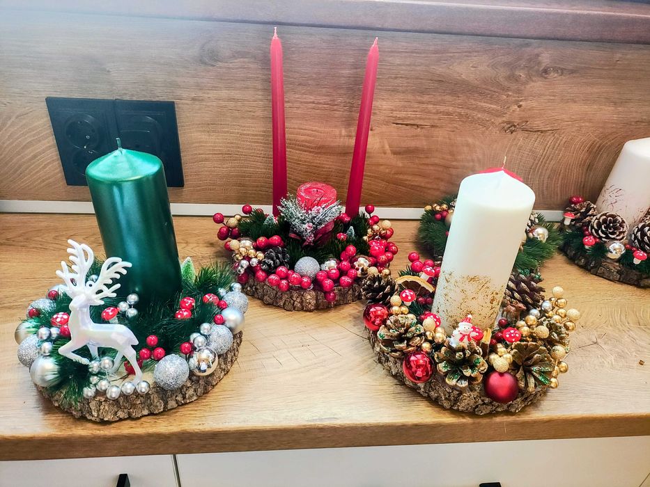 Ръчно изработени коледни свещници