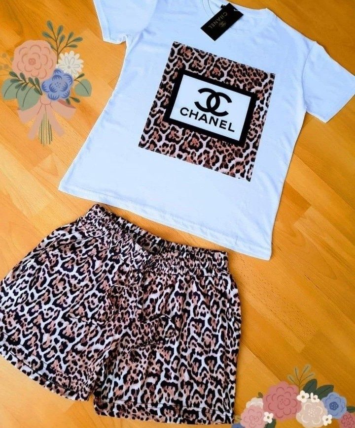 Compleu Chanel animal print,diverse mărimi, bumbac cu licra