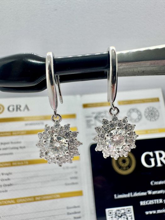 Сребърни обеци с мойсанит (диамант) 0.5 карата