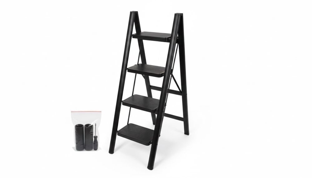 Чёрные стремянки 3 шт + шуруповёрт и резиновые насадки