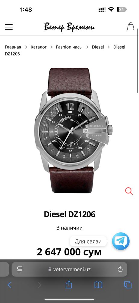 Наручные часы Diesel DZ1206 (Кварц)