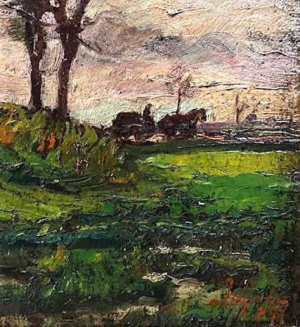 Tablou f FOARTE VECHI, datat 891, Semnat, ulei/carton, 70x50cm