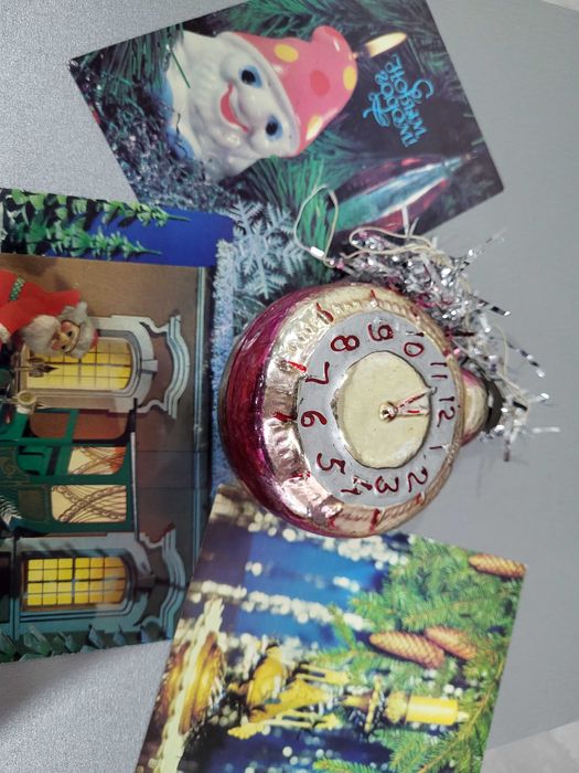 Елочная игрушка Будильник, советский винтаж/антиквариат