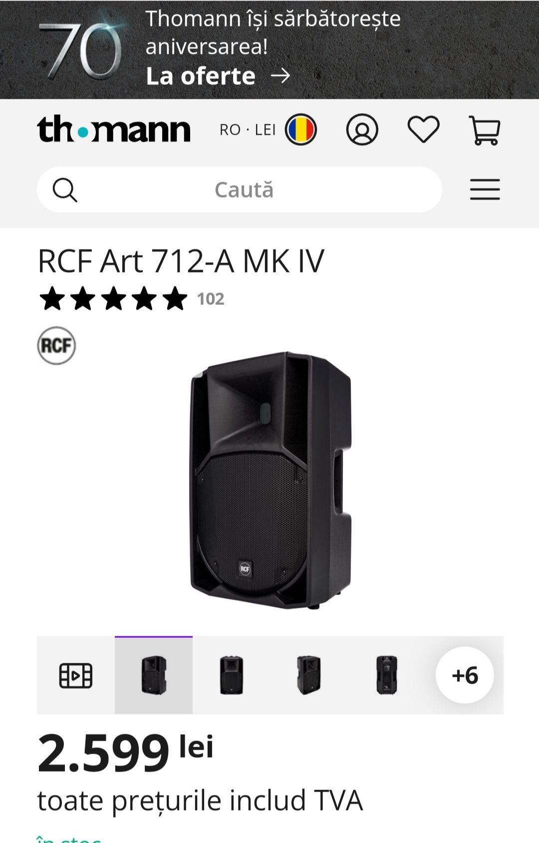 2 boxe RCF ART 712-A Mk 2 pentru formații dj conferințe biserici