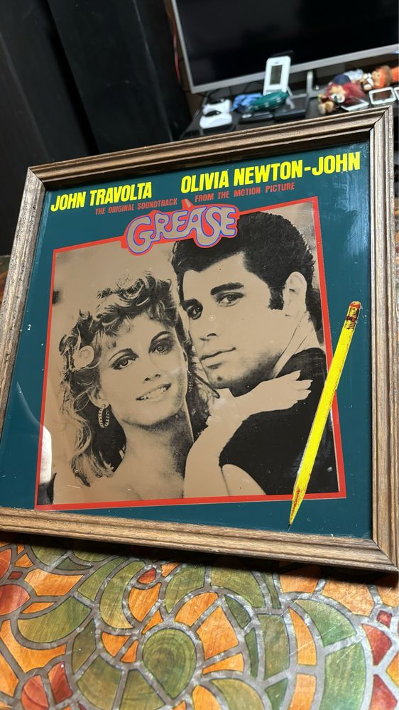 Tablou Oglinda Gravata Grase John Travolta Olivia Newton-John-Vintage