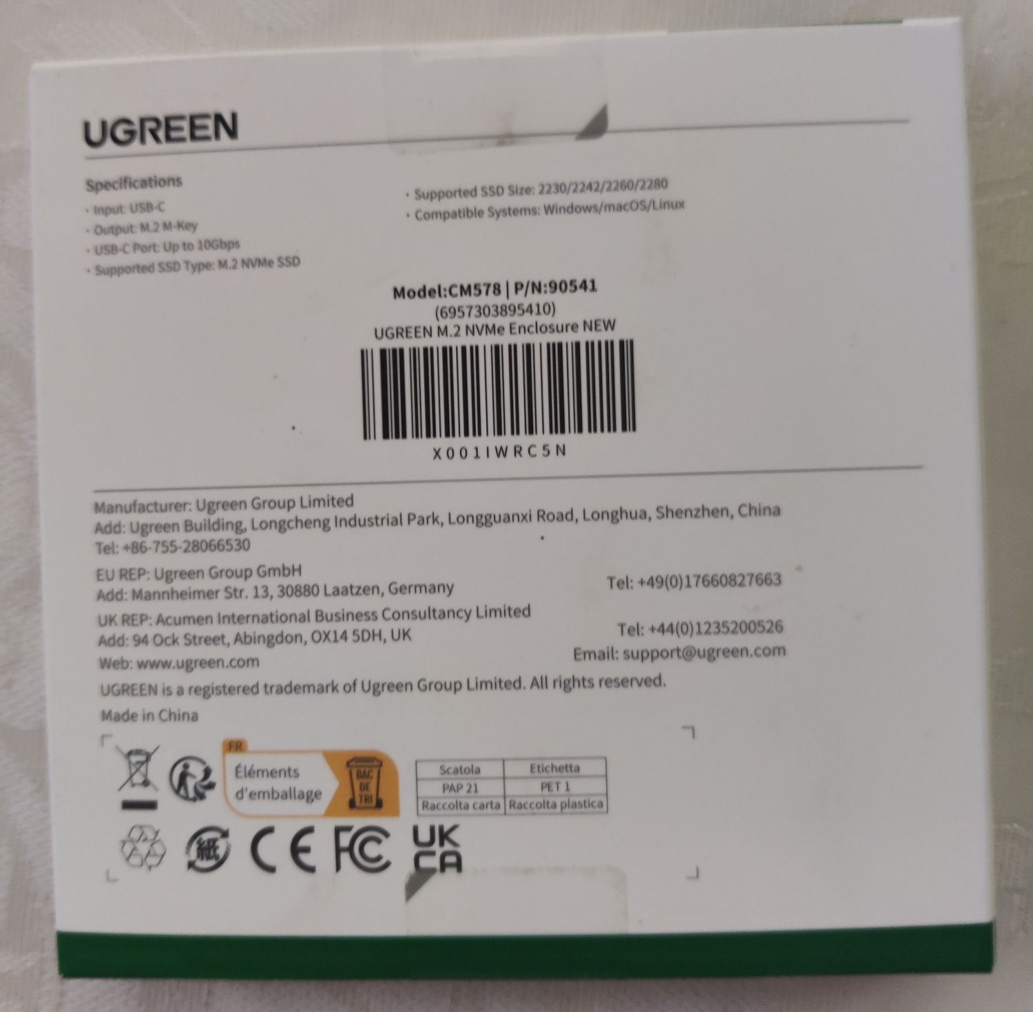 Rack extern SSD M.2  UGREEN, 10Gbps