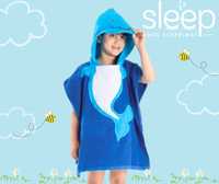 Prosop poncho pentru copii, model delfin, albastru 65x60 cm