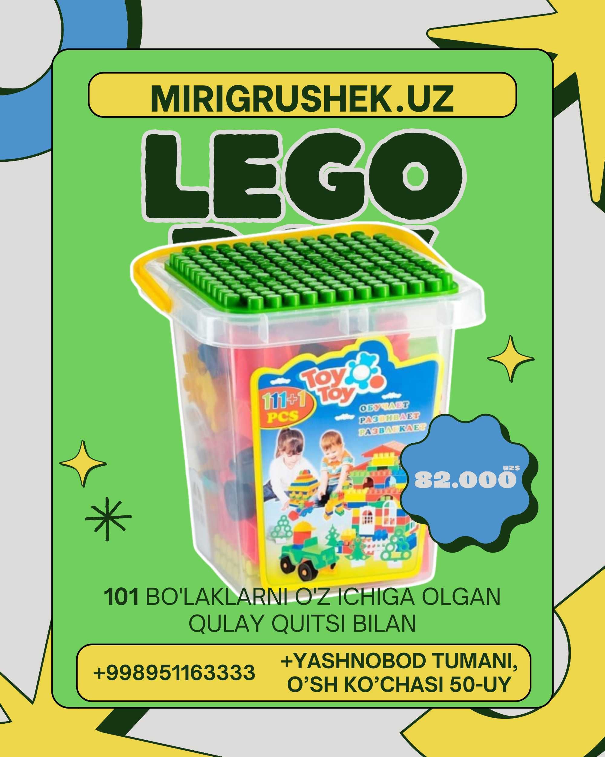 Lego barcha turdagi Biz naxt va perechisleniyaga donaga va optomga