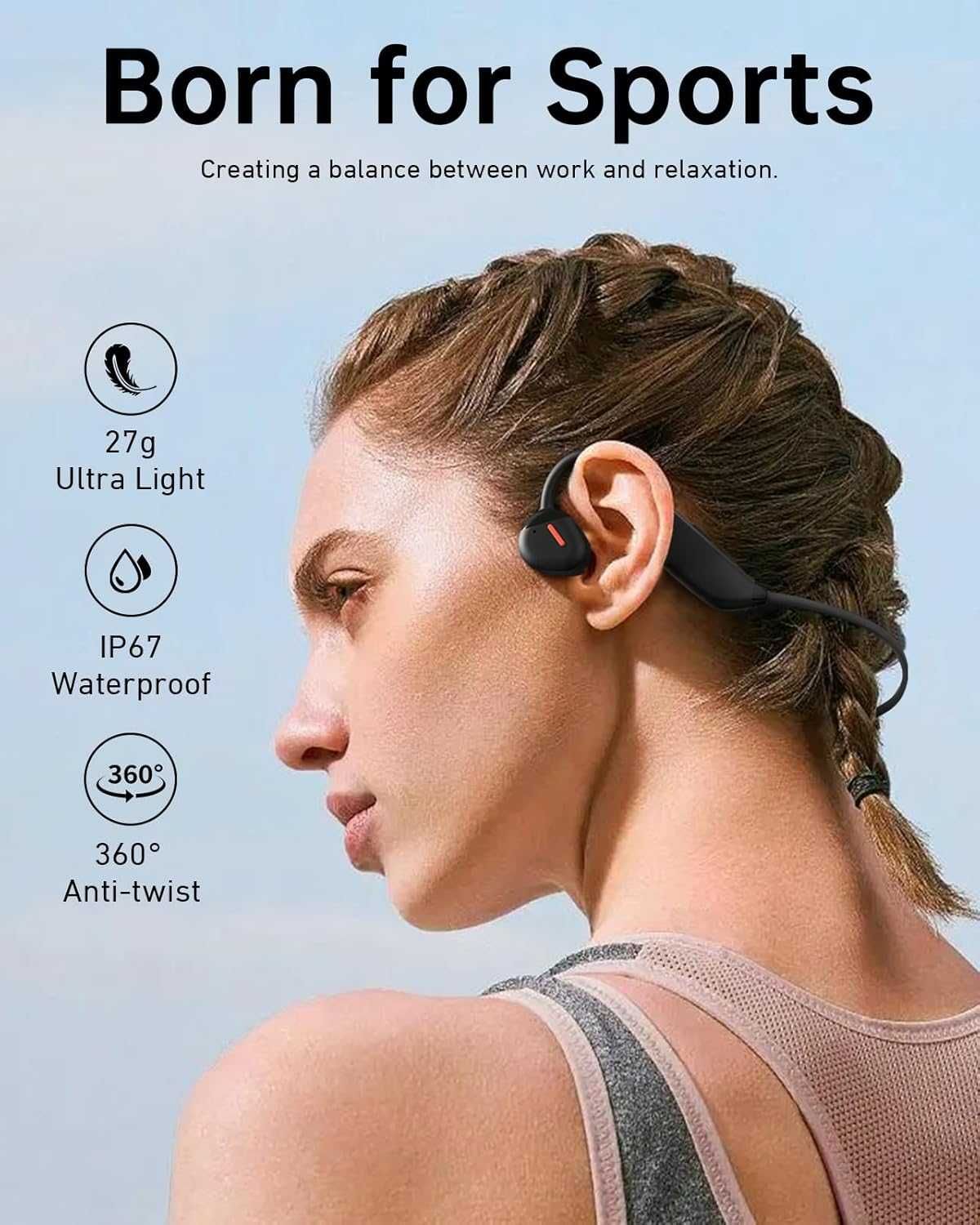 Безжични Bluetooth слушалки с отворено ухо ANCwear, 27g, 8 часа, IP67