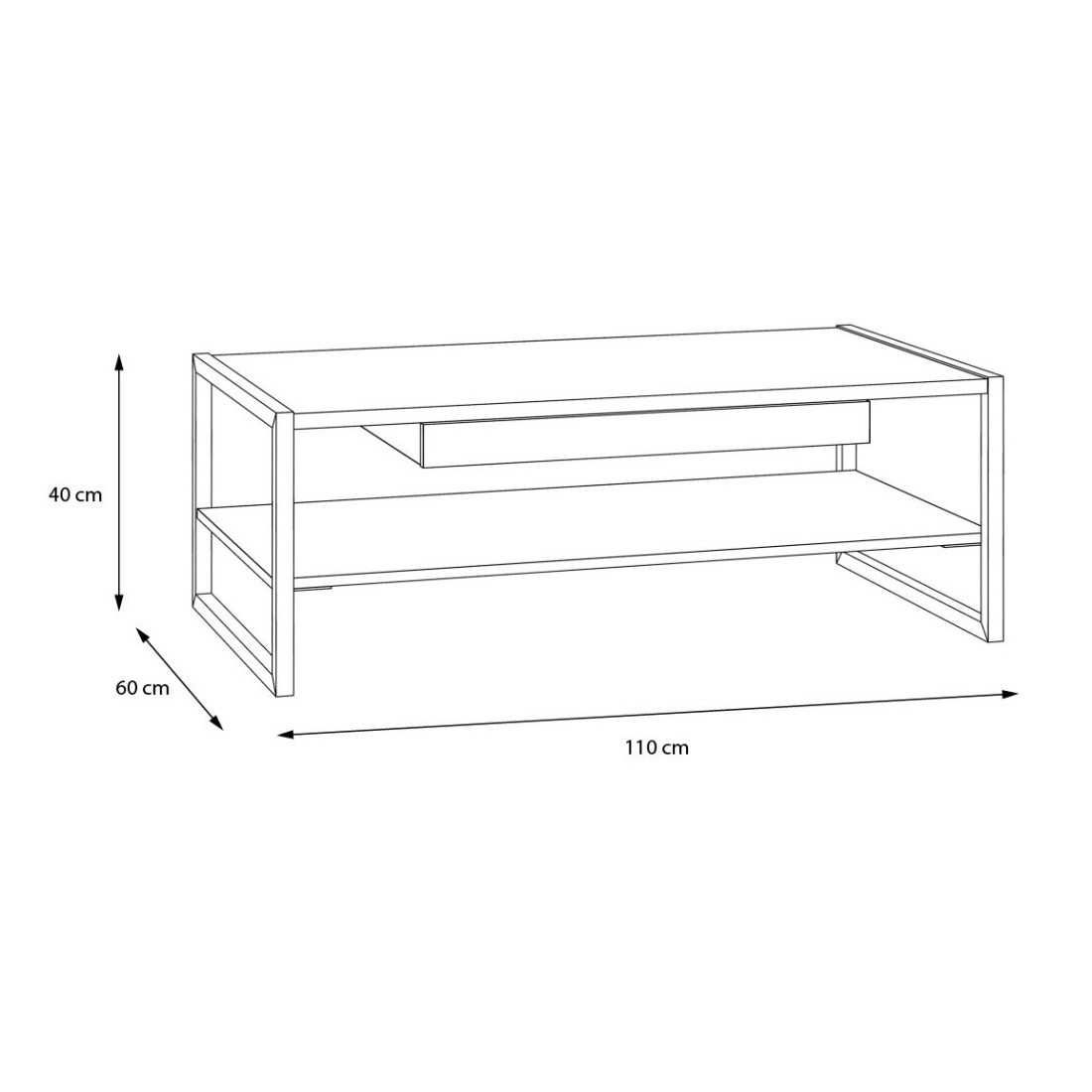 Masa Cafea High Rock, Riviera & Negru, 40 x 60 x 110 Cm