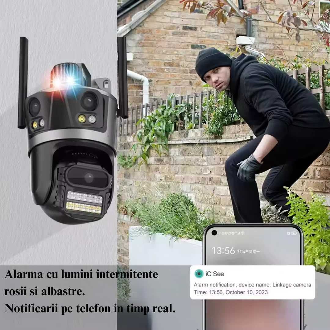 Camera de Supraveghere Profesionala WiFi, P12  3 Lentile, Zoom 6X,