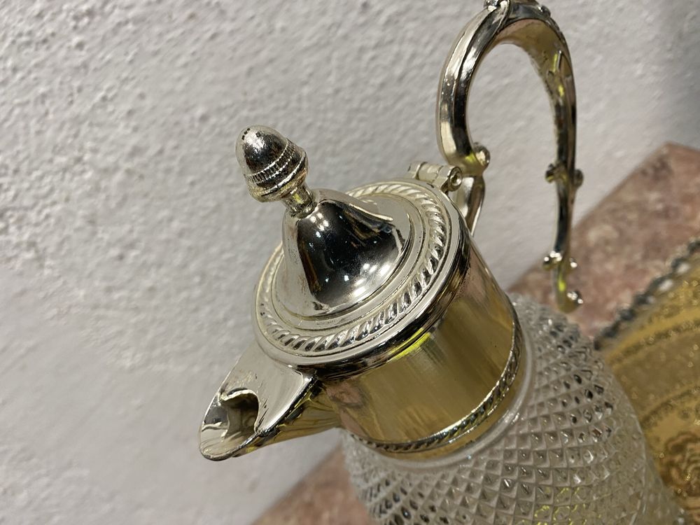 Стара немскс кристална гарафа с посребряване