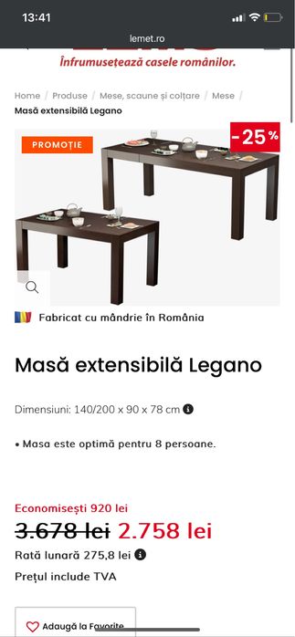 Masa stejar wenge LEMNS