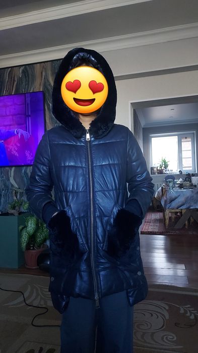 Кожаный пуховик натуралка