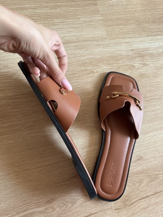 Чисто нови кафеви чехли Pieces 39 (41)