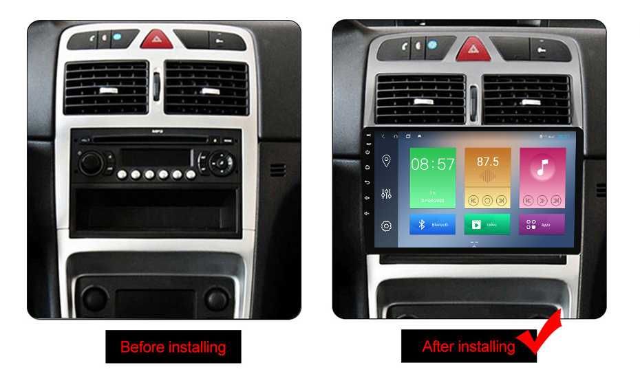 Navigatie Peugeot 307, 9 Inch, 2GB RAM 32GB ROM, Android 13