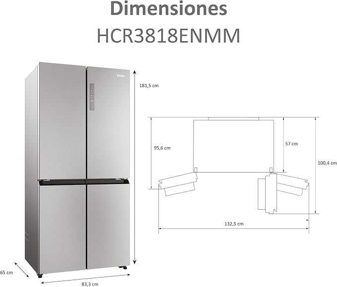 Нов side by side хладилник с фризер Haier HCR3818ENMM CUBE 83 см
