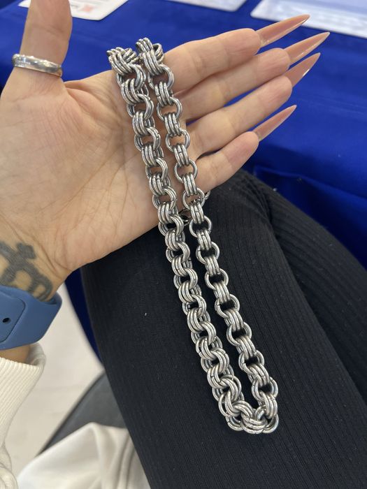 Цепь массивная серебро родированное