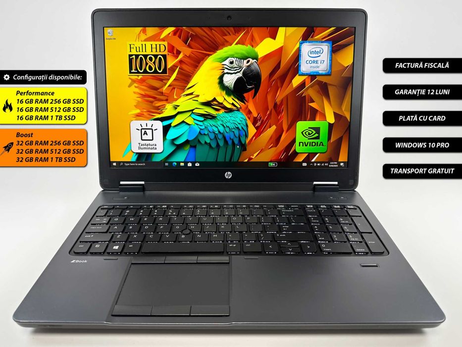 Laptop HP ZBOOK 15 i7 32 gb 1 TB 15inch Gaming Nvidia Garantie 1 an