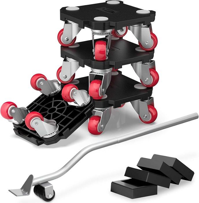 Set mutare mobila Ronlap, 300 kg, role + levier, negru