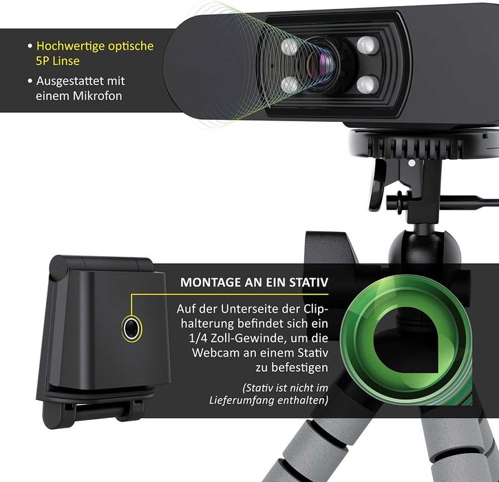 Cameră web Full HD 1080p cu microfon - 2k 1920x1080P,sigilat