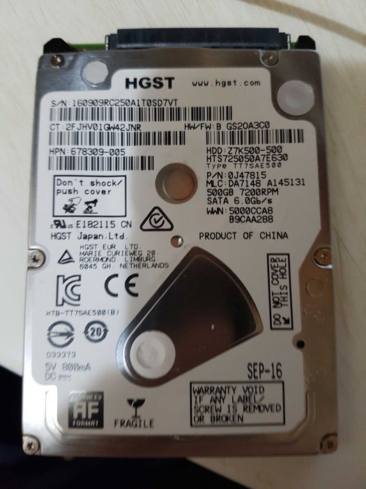 SSD 128gb 2,5” sata 3, Hdd laptop 500gb 7200 rpm