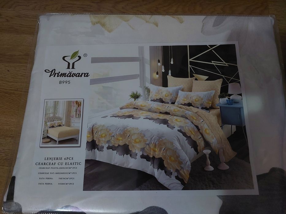Lenjeri de pat din 6 piese, cearceaf cu elastic