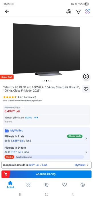 TV Lg oled 65C52LA garantie EMAG 2 ani, sigilat