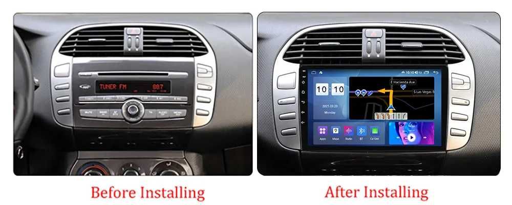 Navigatie Android 13 Fiat Bravo 2007 - 2016 1/8 Gb Waze CarPlay Montaj