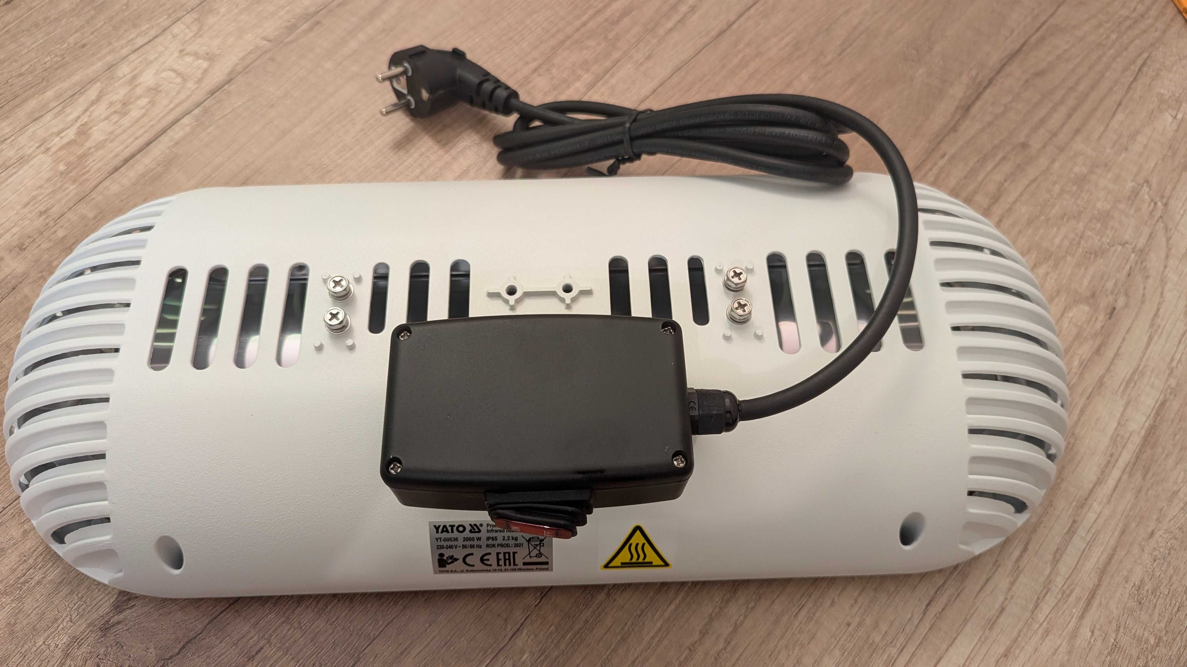 Халогенен инфрачервен отоплител, печка за баня YATO, LG, IP65, 2000 W