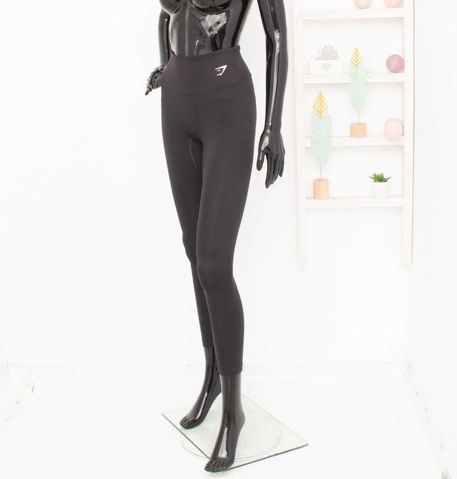 Gymshark дамски черен клин висока талия за фитнес и спорт S