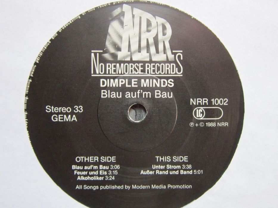 vinil rar Dimple Minds ‎Blau Auf'm Bau 1st Edition Germany 1988 PunkR