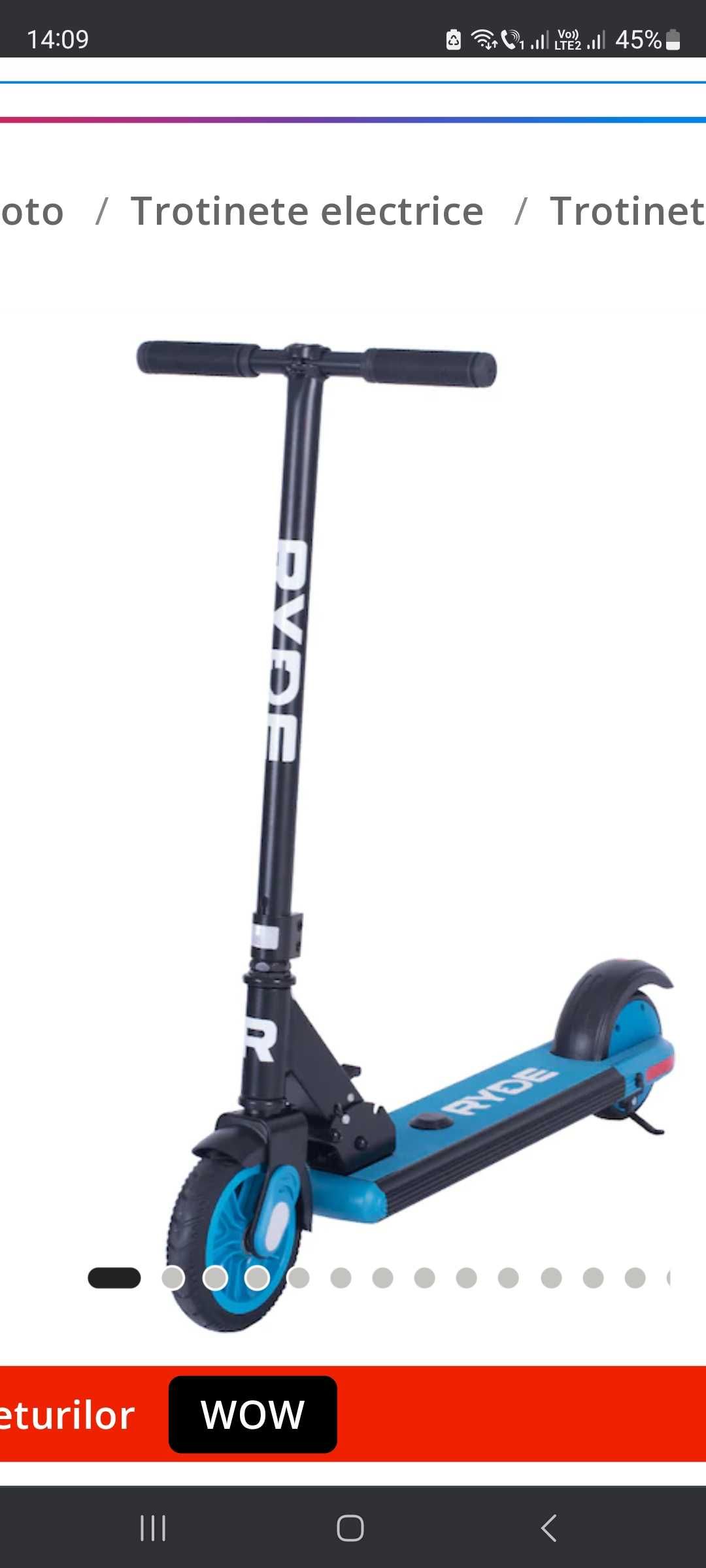 Trotineta Electrica RYDE 150 Super Kid, 150W/24V/2Ah, viteza maxima8km