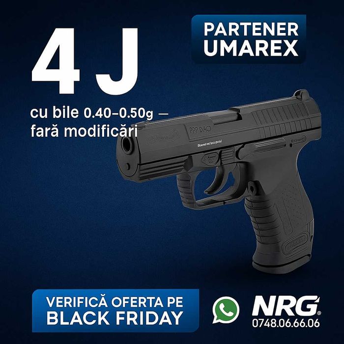 Umarex Walther P99 DAO — 4 J cu bile 0.40–0.50g, pret competitiv