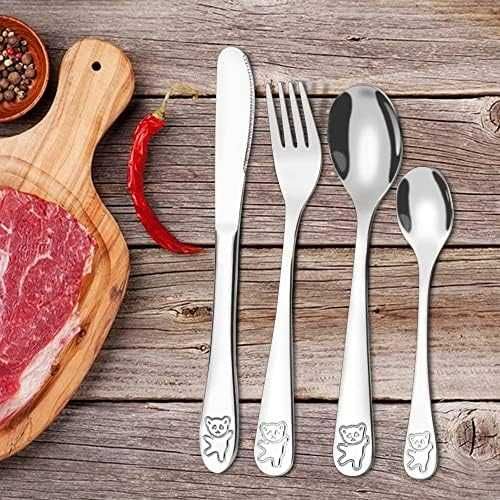 Нов Детски комплект прибори хранене 4 части Деца 3+ години Лъжица Нож