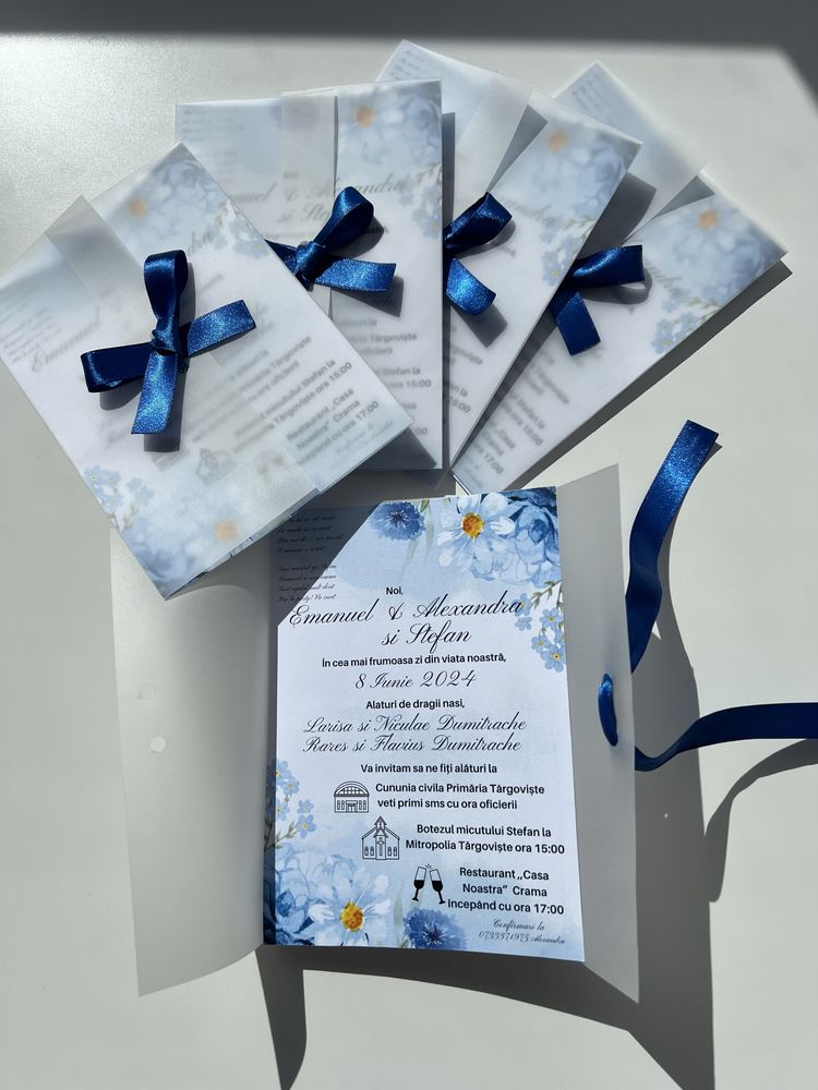 Invitatii 4 lei nunta/botez/cununie (fizic si digital)
