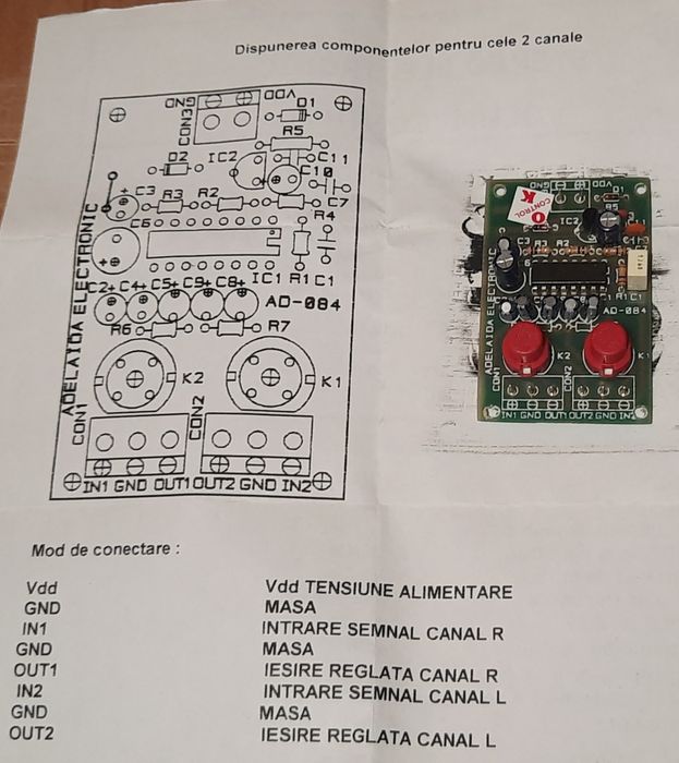 Volum control stereo electronic placa reglaj up down 16 pasi