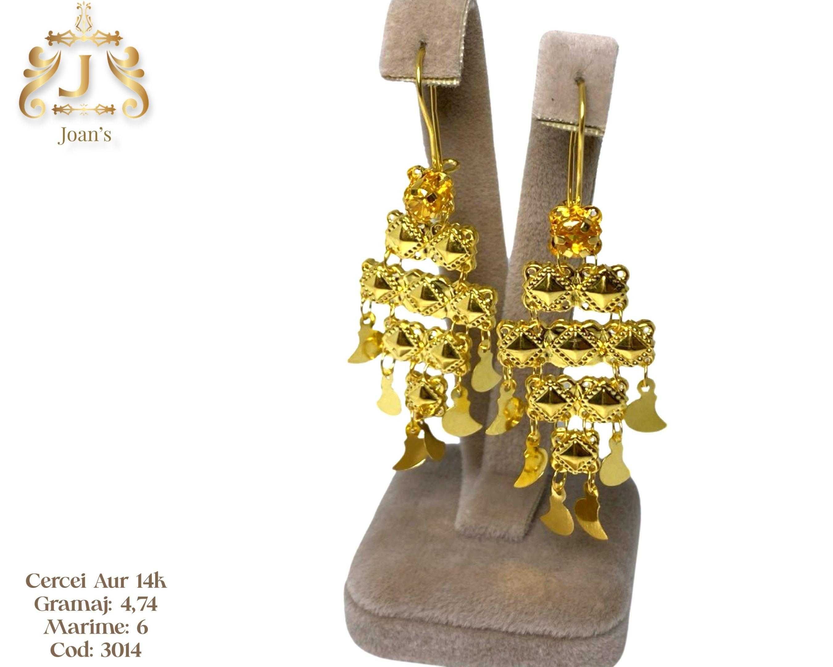 (3014) Cercei Aur 14k, 4,74 grame FB Bijoux Euro Gold 320 lei gr