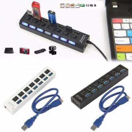 USB разклонител със 4,7 и 10 порта със копчета за изключване