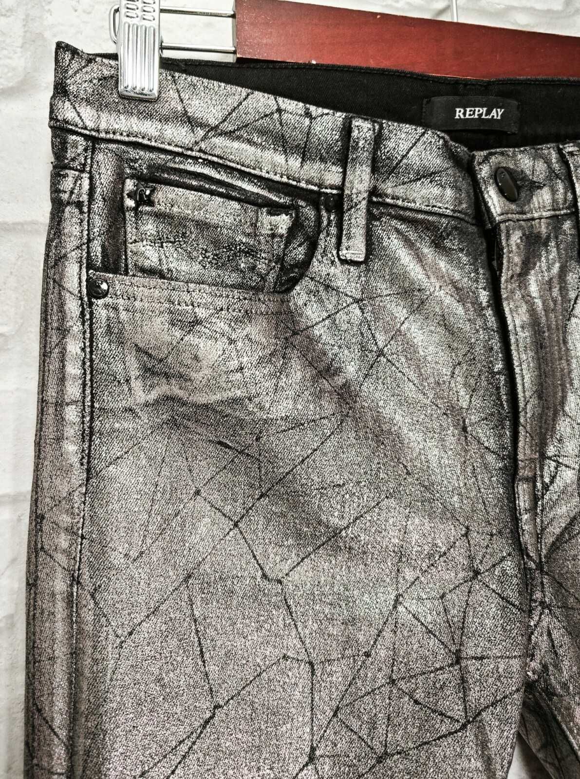 REPLAY Joi Metallic Silver Jeans Skinny Slim fit Дамски дънки W30 L32